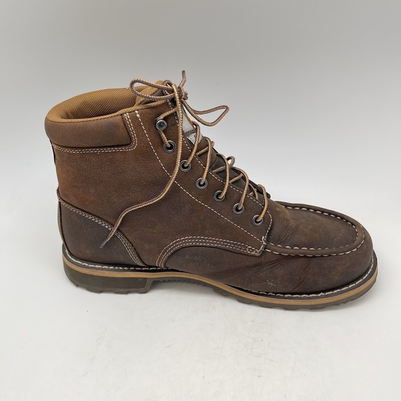 Carhartt Boots Mens 10.5 Moc Toe Wedge CMW6197 Leather Waterproof Brown Soft Toe - Picture 6 of 10